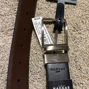 Haggar Men's Black and Brown reversible Leather Belt- 38-40 L
